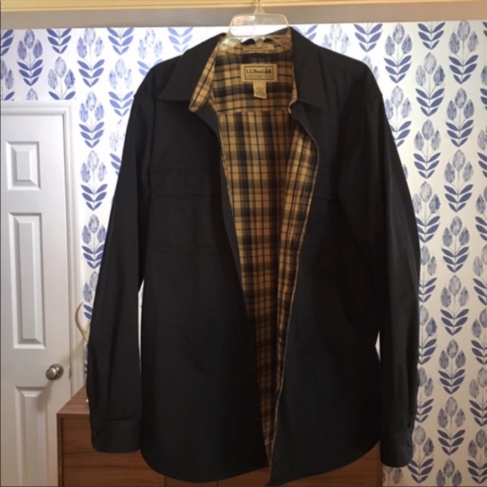 Men’s LL Bean Flannel Lined Hurricane Shirt - Navy